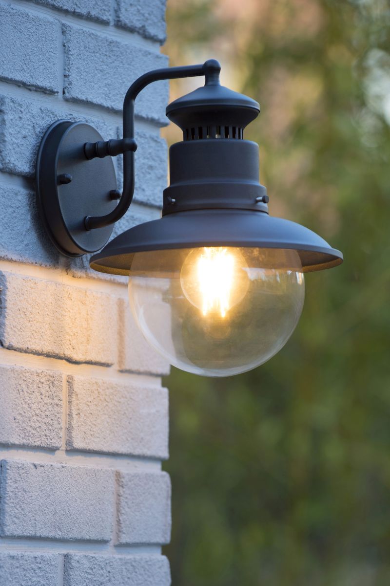 Lucide FIGO - Nástenné svietidlo Vonkajšie - 1xE27 - IP44 - Čierne